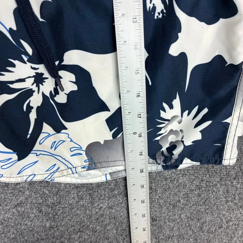 Newport Blue Mens Hibiscus Floral Swim Trunks Navy White Cargo Size Medium